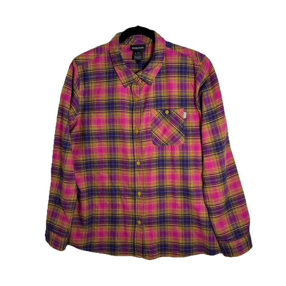 Burton Grace Long‎ Sleeve Flannel Women’s Size Large Fuchsia Plaid - Picture 3 of 13